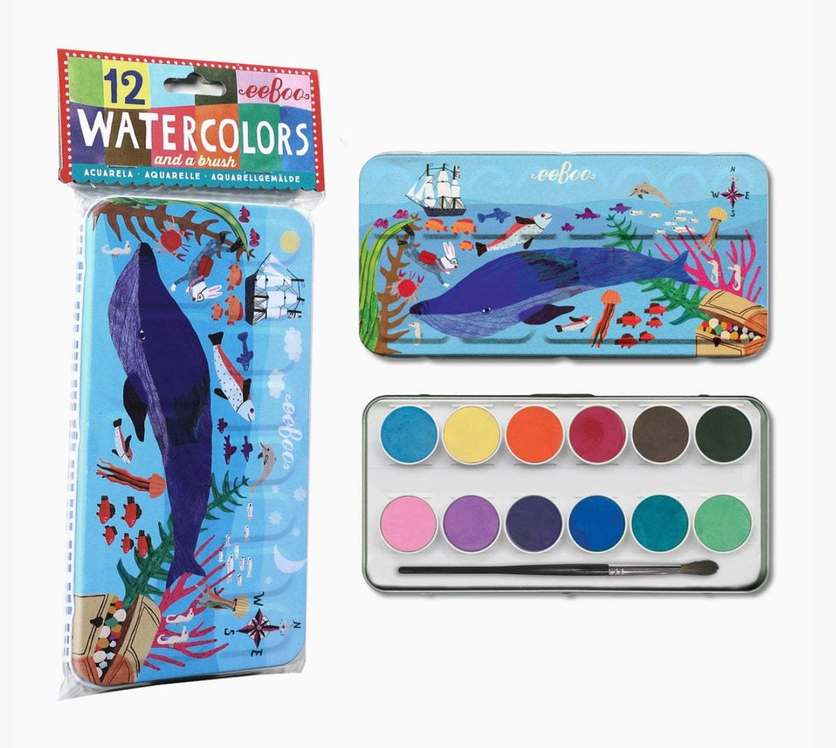 In The Sea 12 Watercolors Tin